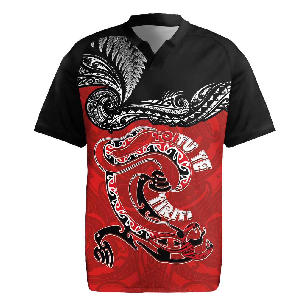 Personalised Aotearoa Toitu Te Tiriti Rugby Jersey Taniwha Tribal Motifs LT03 Multicolor - Polynesian Pride
