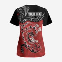 Personalised Aotearoa Toitu Te Tiriti Scrub Top Taniwha Tribal Motifs