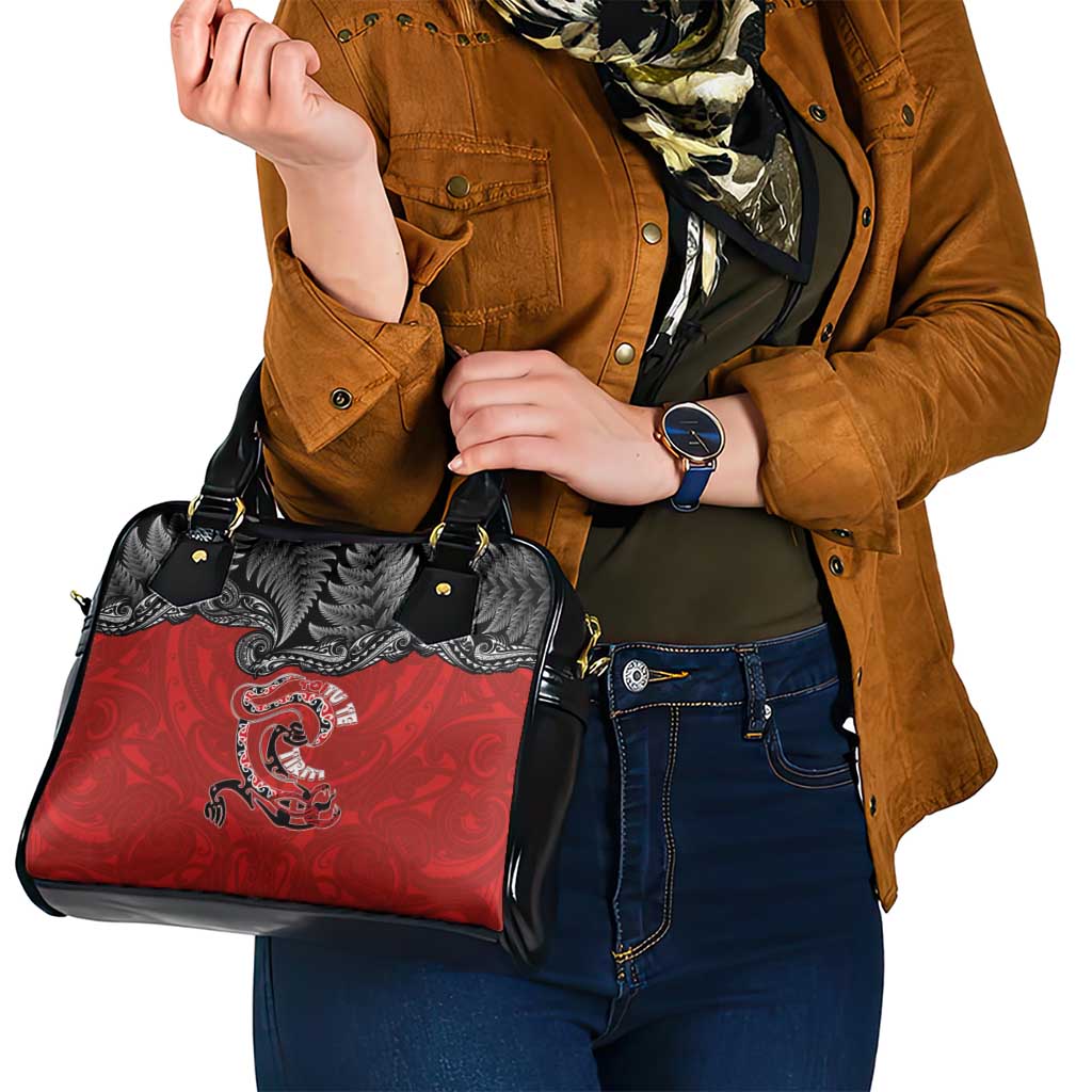 Aotearoa Toitu Te Tiriti Shoulder Handbag Taniwha Tribal Motifs