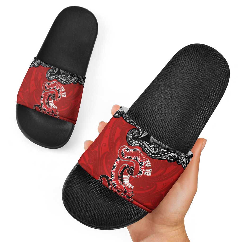 Aotearoa Toitu Te Tiriti Slide Sandals Taniwha Tribal Motifs