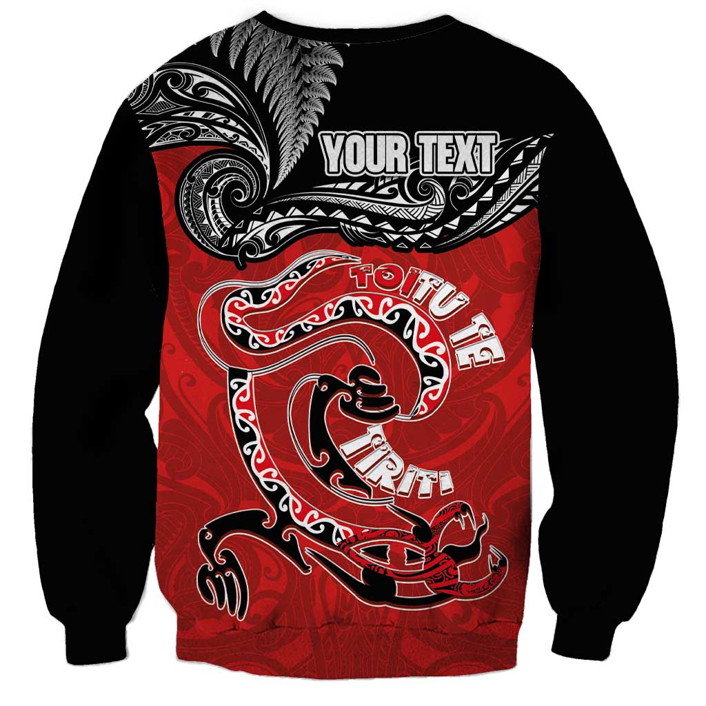 Personalised Aotearoa Toitu Te Tiriti Sweatshirt Taniwha Tribal Motifs