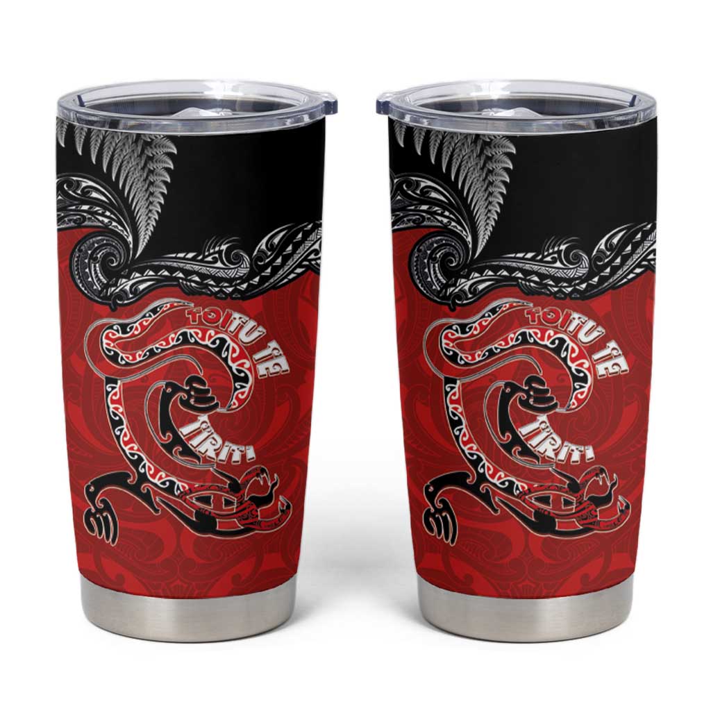 Aotearoa Toitu Te Tiriti Tumbler Cup Taniwha Tribal Motifs
