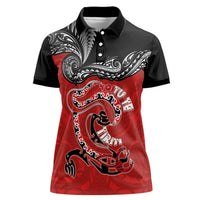 Personalised Aotearoa Toitu Te Tiriti Women Polo Shirt Taniwha Tribal Motifs