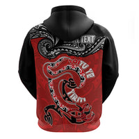 Personalised Aotearoa Toitu Te Tiriti Zip Hoodie Taniwha Tribal Motifs