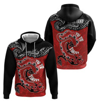 Personalised Aotearoa Toitu Te Tiriti Zip Hoodie Taniwha Tribal Motifs