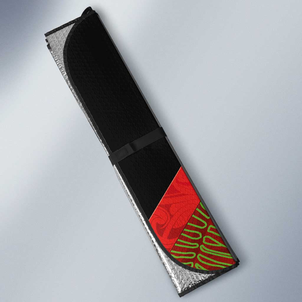 Aotearoa Toitu Te Tiriti Auto Sun Shade Waitangi-Honour The Treaty NZ Tuatara and Plants