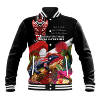 Aotearoa Toitu Te Tiriti Baseball Jacket Waitangi-Honour The Treaty NZ Tuatara and Plants LT03 Unisex Multicolor - Polynesian Pride