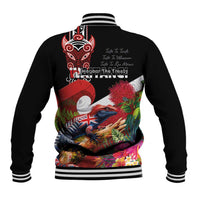Aotearoa Toitu Te Tiriti Baseball Jacket Waitangi-Honour The Treaty NZ Tuatara and Plants LT03 - Polynesian Pride