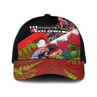 Aotearoa Toitu Te Tiriti Baseball Net Cap Waitangi-Honour The Treaty NZ Tuatara and Plants LT03 One Size Black Multicolor - Polynesian Pride
