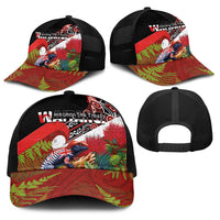 Aotearoa Toitu Te Tiriti Baseball Net Cap Waitangi-Honour The Treaty NZ Tuatara and Plants LT03 - Polynesian Pride