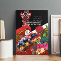 Aotearoa Toitu Te Tiriti Canvas Wall Art Waitangi-Honour The Treaty NZ Tuatara and Plants