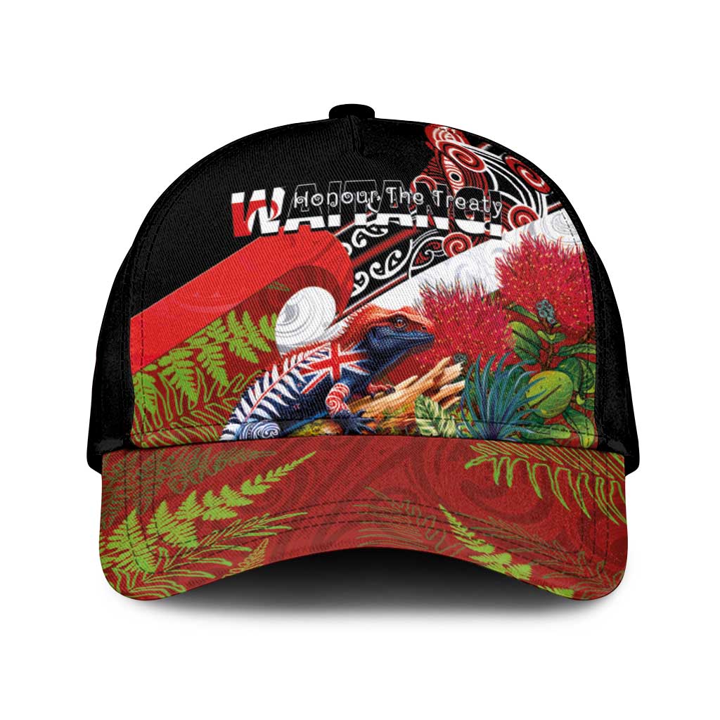 Aotearoa Toitu Te Tiriti Classic Cap Waitangi-Honour The Treaty NZ Tuatara and Plants