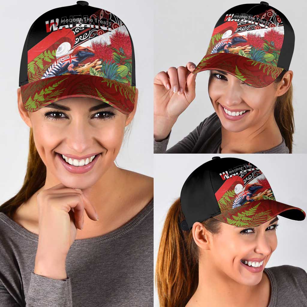 Aotearoa Toitu Te Tiriti Classic Cap Waitangi-Honour The Treaty NZ Tuatara and Plants