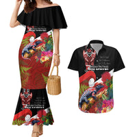 Aotearoa Toitu Te Tiriti Couples Matching Mermaid Dress and Hawaiian Shirt Waitangi-Honour The Treaty NZ Tuatara and Plants