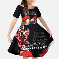 Aotearoa Toitu Te Tiriti Family Matching Summer Maxi Dress and Hawaiian Shirt Waitangi-Honour The Treaty NZ Tuatara and Plants LT03 Daughter's Dress Multicolor - Polynesian Pride