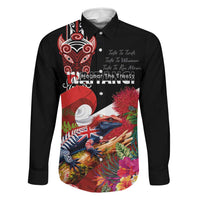 Aotearoa Toitu Te Tiriti Family Matching Summer Maxi Dress and Hawaiian Shirt Waitangi-Honour The Treaty NZ Tuatara and Plants LT03 Dad's Shirt - Long Sleeve Multicolor - Polynesian Pride