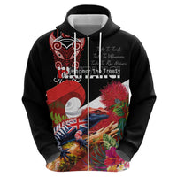 Aotearoa Toitu Te Tiriti Hoodie Waitangi-Honour The Treaty NZ Tuatara and Plants