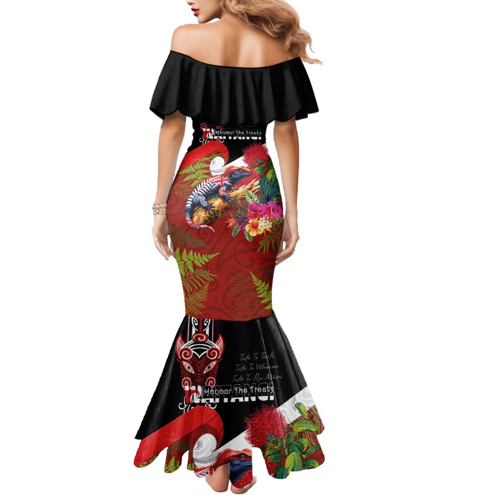 Aotearoa Toitu Te Tiriti Mermaid Dress Waitangi-Honour The Treaty NZ Tuatara and Plants