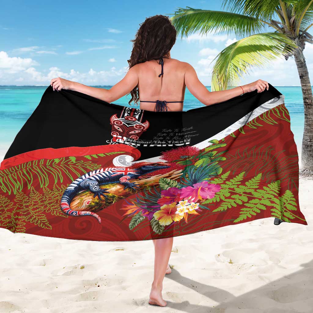 Aotearoa Toitu Te Tiriti Sarong Waitangi-Honour The Treaty NZ Tuatara and Plants