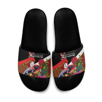 Aotearoa Toitu Te Tiriti Slide Sandals Waitangi-Honour The Treaty NZ Tuatara and Plants
