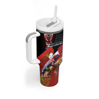 Aotearoa Toitu Te Tiriti Tumbler With Handle Waitangi-Honour The Treaty NZ Tuatara and Plants