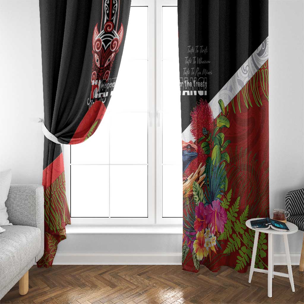 Aotearoa Toitu Te Tiriti Window Curtain Waitangi-Honour The Treaty NZ Tuatara and Plants