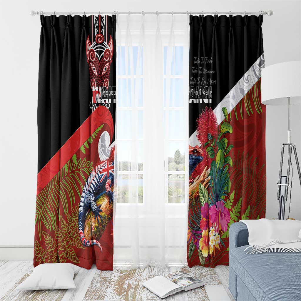 Aotearoa Toitu Te Tiriti Window Curtain Waitangi-Honour The Treaty NZ Tuatara and Plants