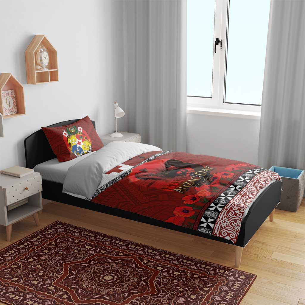 Tonga ANZAC Day Bedding Set Gallipoli Lest We Forget Ngatu Art Tribal