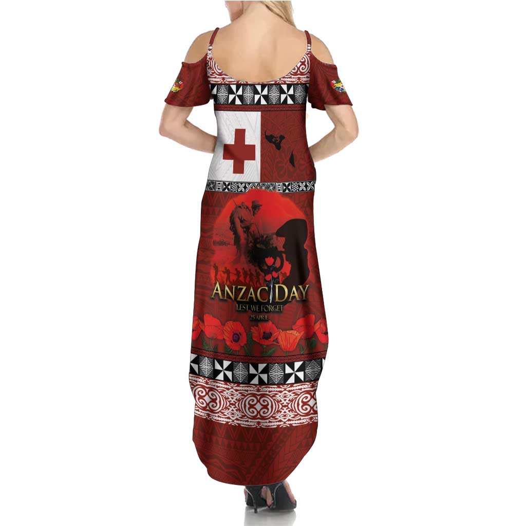 Tonga ANZAC Day Family Matching Summer Maxi Dress and Hawaiian Shirt Gallipoli Lest We Forget Ngatu Art Tribal