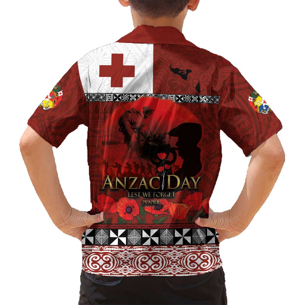 Tonga ANZAC Day Family Matching Tank Maxi Dress and Hawaiian Shirt Gallipoli Lest We Forget Ngatu Art Tribal