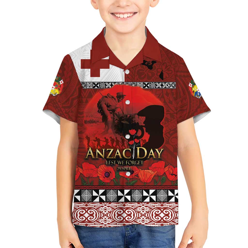 Tonga ANZAC Day Family Matching Tank Maxi Dress and Hawaiian Shirt Gallipoli Lest We Forget Ngatu Art Tribal
