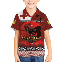 Tonga ANZAC Day Family Matching Tank Maxi Dress and Hawaiian Shirt Gallipoli Lest We Forget Ngatu Art Tribal