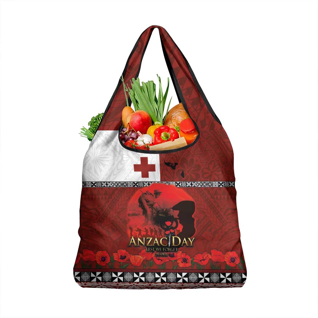 Tonga ANZAC Day Grocery Bag Gallipoli Lest We Forget Ngatu Art Tribal