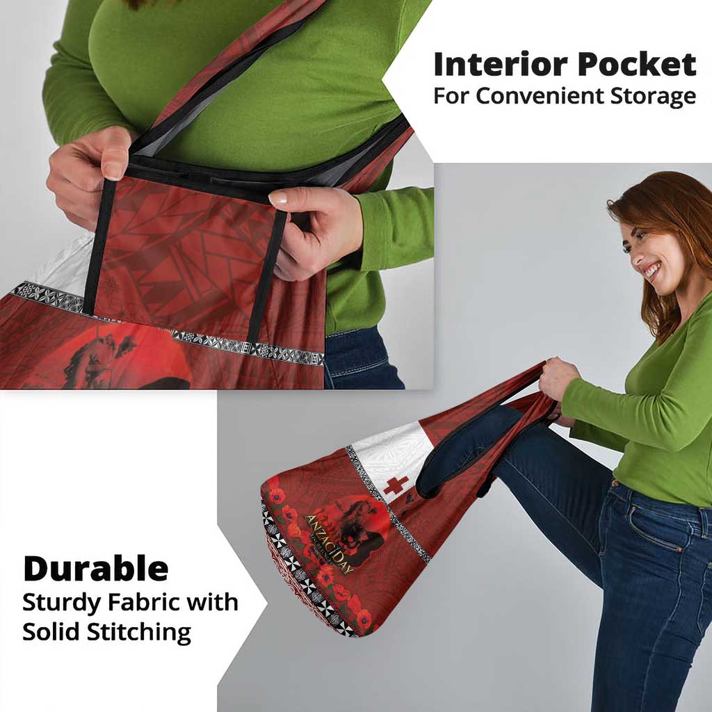 Tonga ANZAC Day Grocery Bag Gallipoli Lest We Forget Ngatu Art Tribal