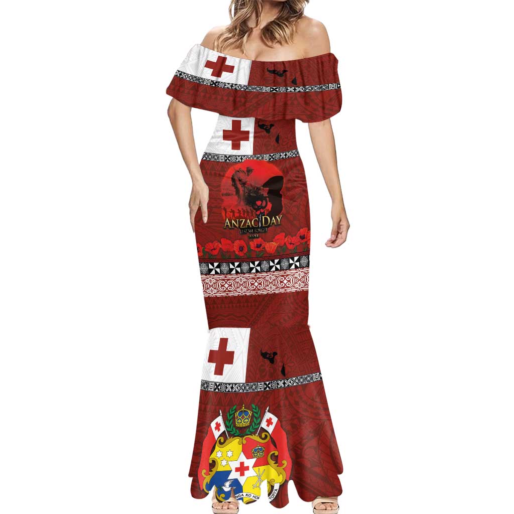 Tonga ANZAC Day Mermaid Dress Gallipoli Lest We Forget Ngatu Art Tribal
