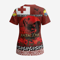 Tonga ANZAC Day Scrub Top Gallipoli Lest We Forget Ngatu Art Tribal - Polynesian Pride
