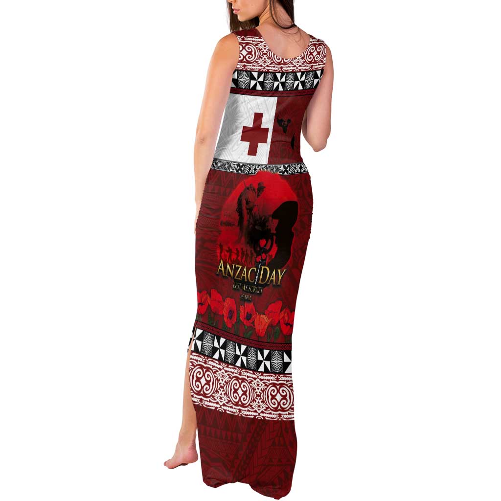 Tonga ANZAC Day Tank Maxi Dress Gallipoli Lest We Forget Ngatu Art Tribal