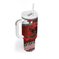 Tonga ANZAC Day Tumbler With Handle Gallipoli Lest We Forget-Ngatu Art Tribal