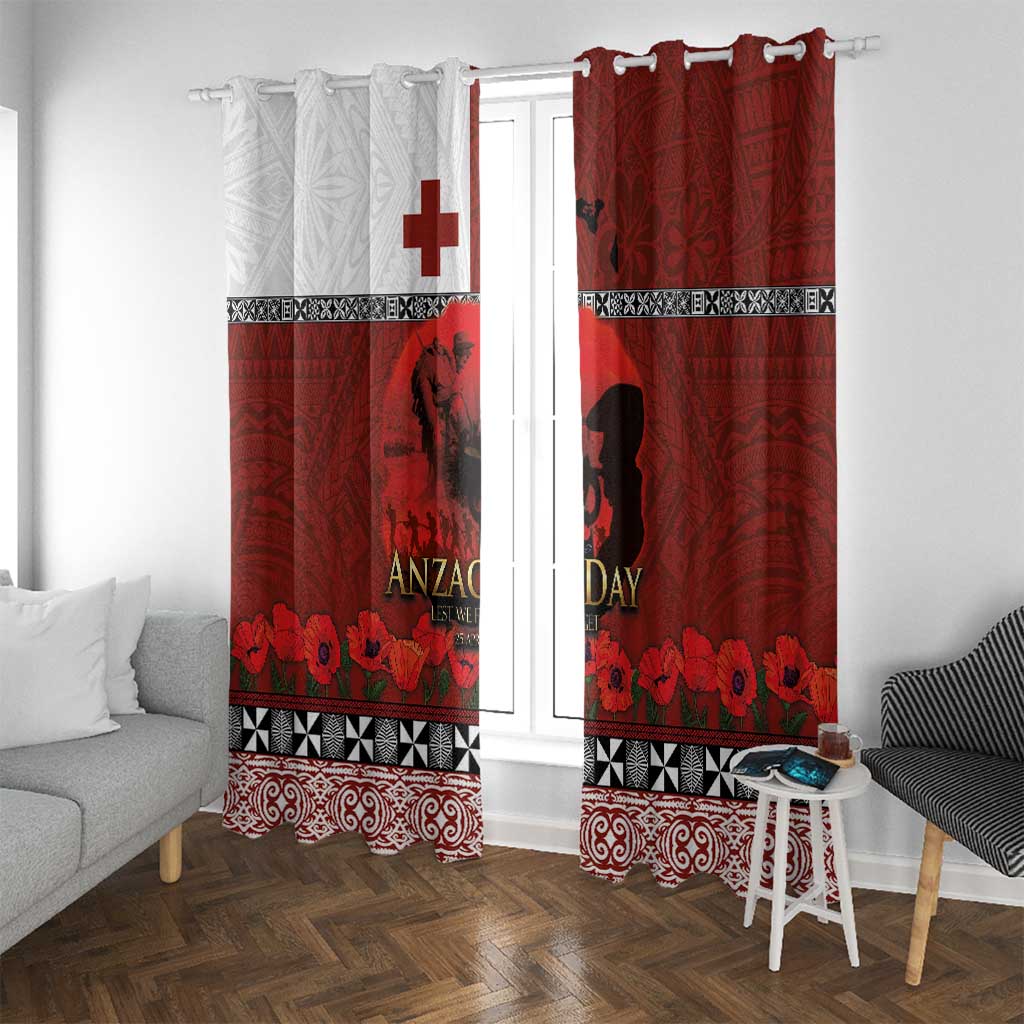 Tonga ANZAC Day Window Curtain Gallipoli Lest We Forget Ngatu Art Tribal