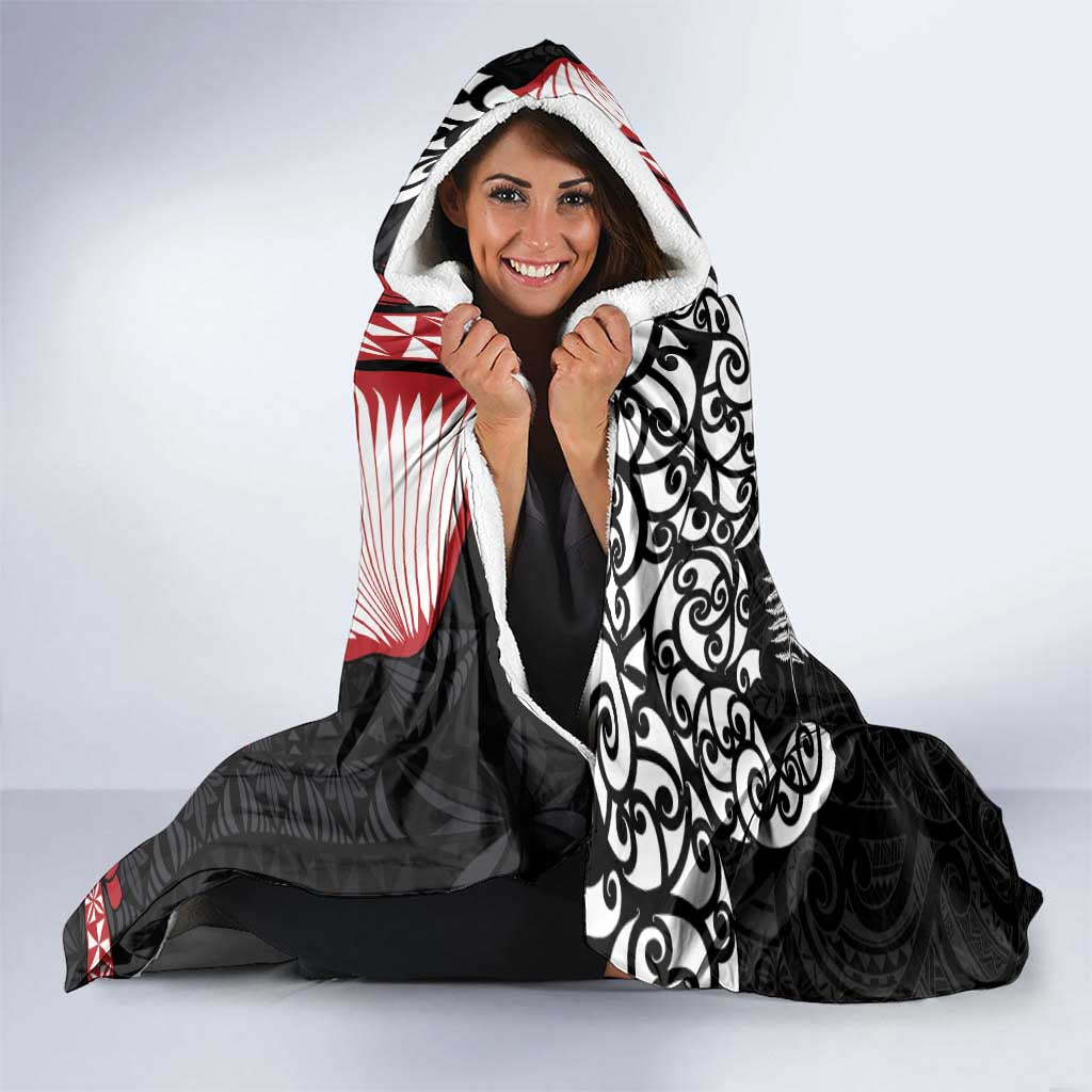 Tonga and New Zealand ANZAC Day Hooded Blanket Gallipoli Lest We Forget Ngatu Art Tribal and Maori Tattoo with Fern LT03 - Polynesian Pride