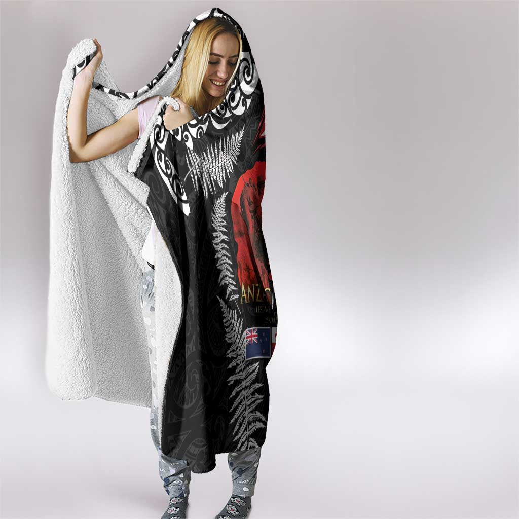 Tonga and New Zealand ANZAC Day Hooded Blanket Gallipoli Lest We Forget Ngatu Art Tribal and Maori Tattoo with Fern LT03 - Polynesian Pride