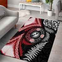 Tonga and New Zealand Together Area Rug Ngatu Art Tribal Maori Tattoo and Silver Fern