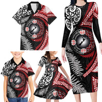 Tonga and New Zealand Together Family Matching Long Sleeve Bodycon Dress and Hawaiian Shirt Ngatu Art Tribal Maori Tattoo and Silver Fern LT03 - Polynesian Pride