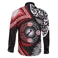 Tonga and New Zealand Together Family Matching Long Sleeve Bodycon Dress and Hawaiian Shirt Ngatu Art Tribal Maori Tattoo and Silver Fern LT03 - Polynesian Pride