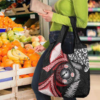 Tonga and New Zealand Together Grocery Bag Ngatu Art Tribal Maori Tattoo and Silver Fern