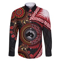 Tonga and Australia Together Family Matching Off Shoulder Maxi Dress and Hawaiian Shirt Ngatu Art Tribal Aboriginal Tattoo Pattern