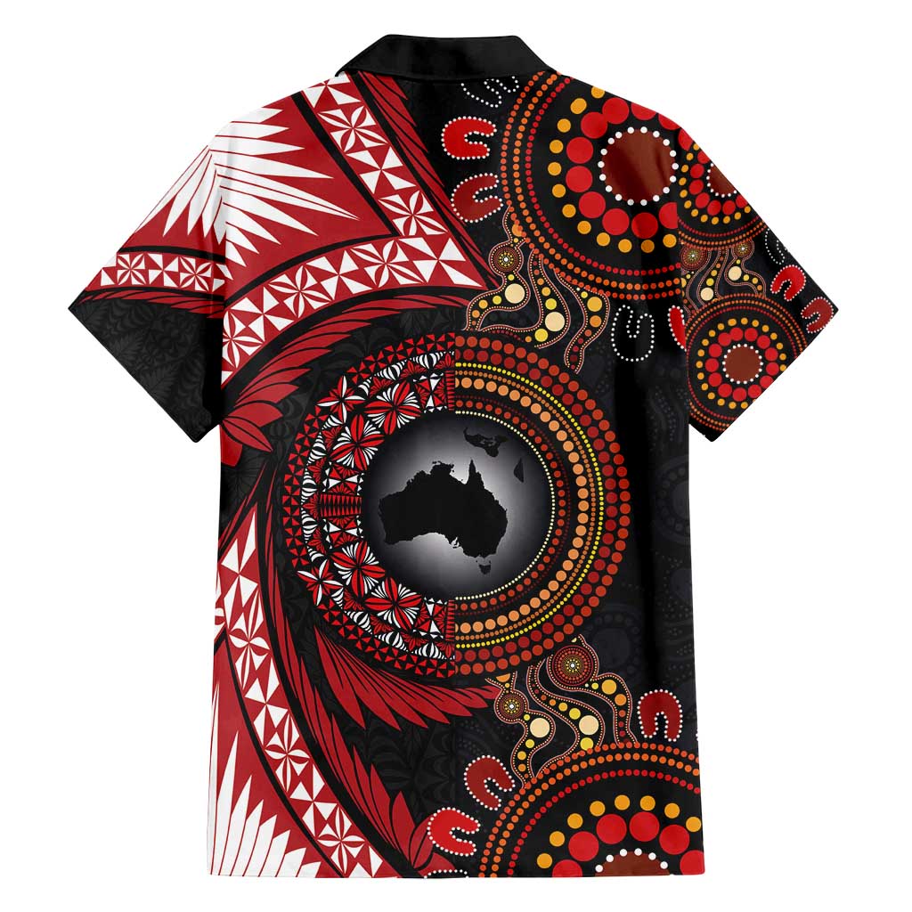 Tonga and Australia Together Family Matching Tank Maxi Dress and Hawaiian Shirt Ngatu Art Tribal Aboriginal Tattoo Pattern