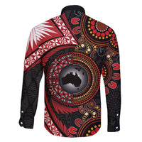 Tonga and Australia Together Family Matching Tank Maxi Dress and Hawaiian Shirt Ngatu Art Tribal Aboriginal Tattoo Pattern