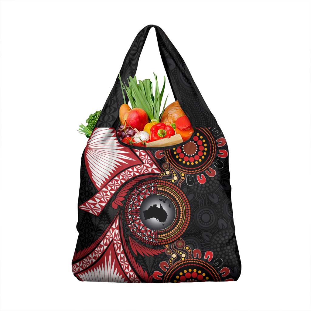 Tonga and Australia Together Grocery Bag Ngatu Art Tribal Aboriginal Tattoo Pattern