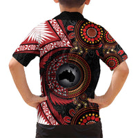 Tonga and Australia Together Kid Hawaiian Shirt Ngatu Art Tribal Aboriginal Tattoo Pattern